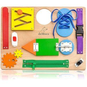 Busy Board for Toddlers, Montessori Toy for 3 Year Old with 10Toddler Activities